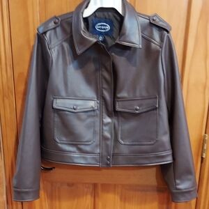 Brown Faux Leather Jacket